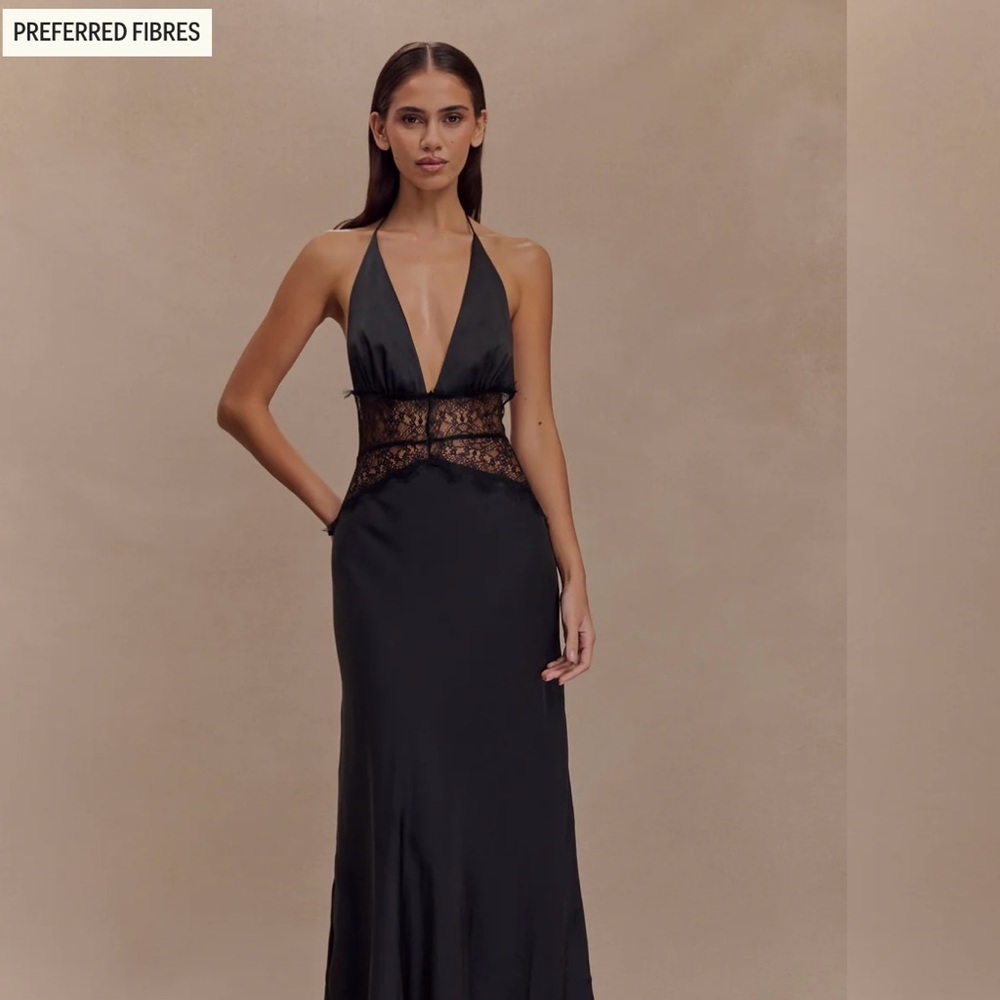 Meshki Black Dinah Dress with Lace Detail